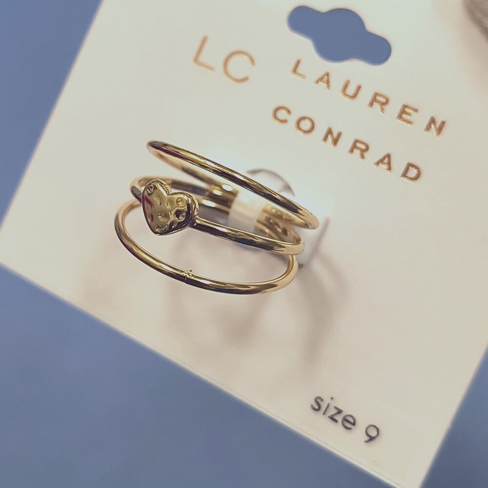 LC Lauren Conrad Casual Women's Heart Stackable Set Ring Size Avail: 7/9